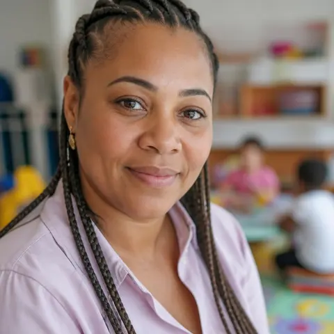 Éducatrice de jeunes enfants dans un espace de jeu