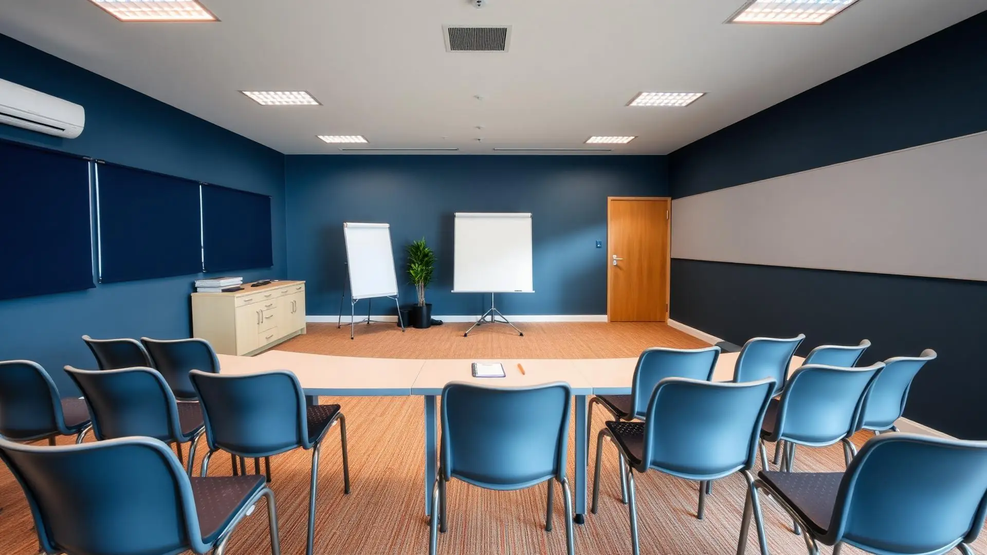 Salle de formation vide préparée pour une session