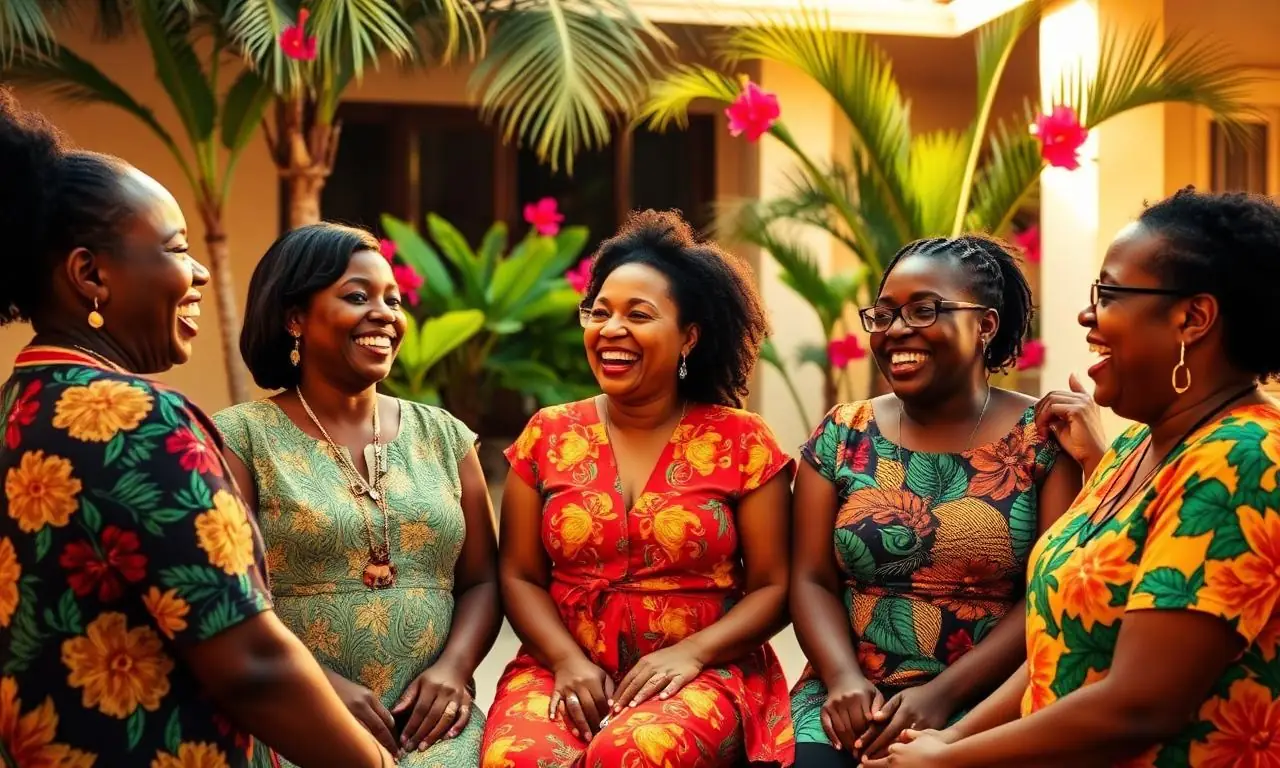 Professionnelles de la petite enfance antillaises riant ensemble pendant une pause de formation